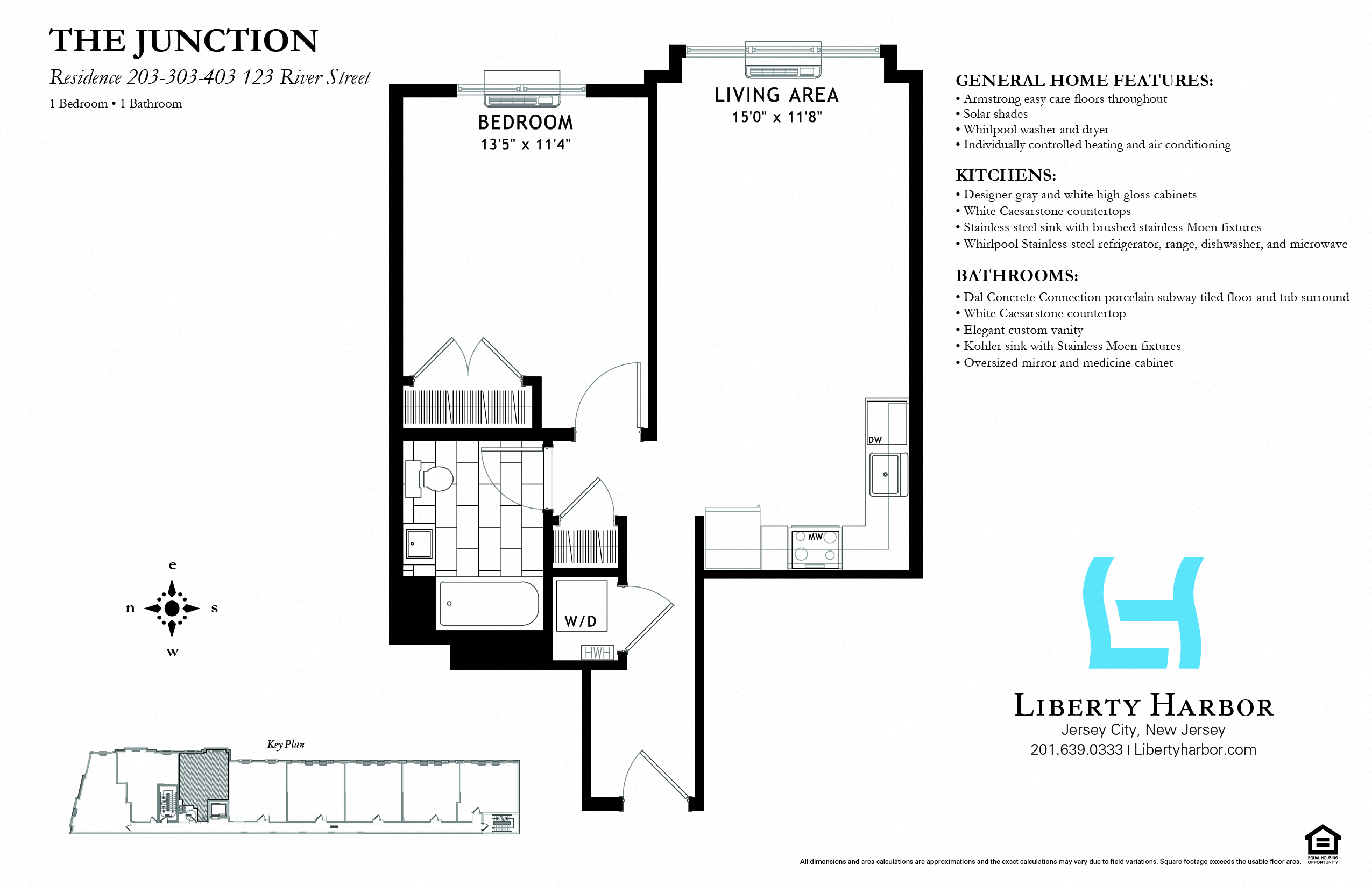 Floor plan for 1 bed, 1 bath, 612 sqft